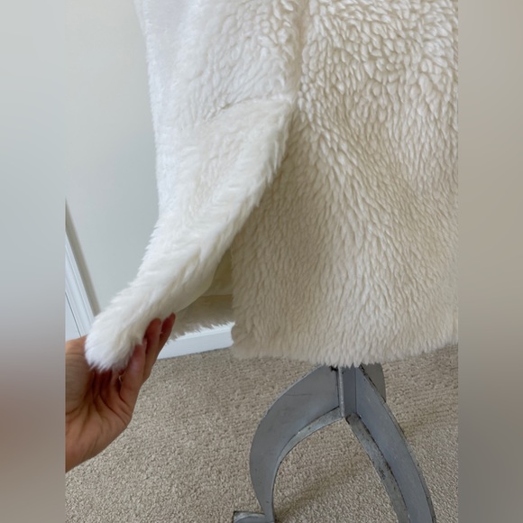 CREAM OFF WHITE TEDDY BEAR FAUX SHEARLING COAT - Picture 6 of 6